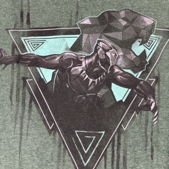 Marvel Black Panther Graphics Shirt Size L Green Short Sleeve - Picture 3 of 9